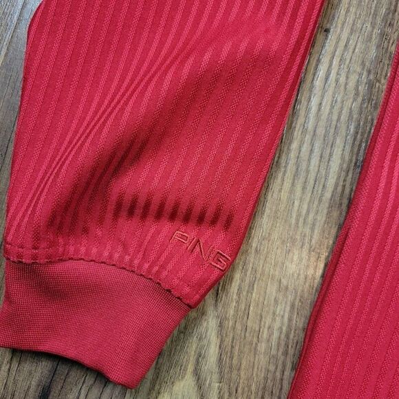 Ping T Shirt Mens Large Red  Performance Dynamics Golf Striped Long Sl READ - Picture 5 of 8